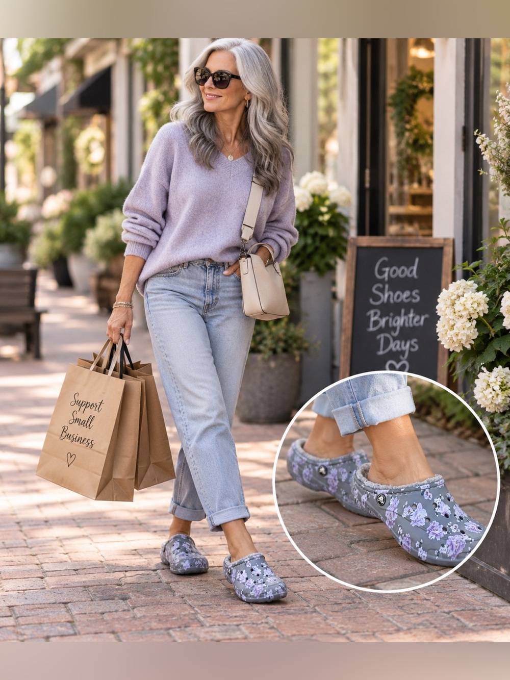 Crocs Freesail Floral Faux Fur Lined Clogs